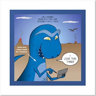 T-Rex Mobile Cell Phone and Texting or T-rexting Posters and Art